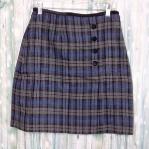 Chandler Hill plaid pencil skirt blue gray black size 8